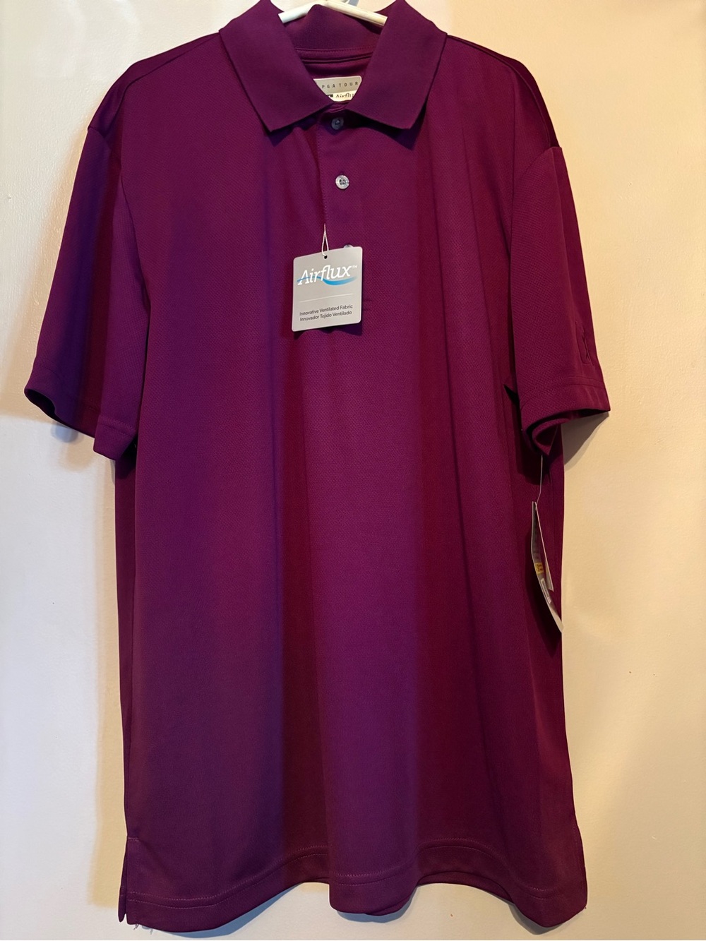 PGA Tour Men's Polo in Deep Plum